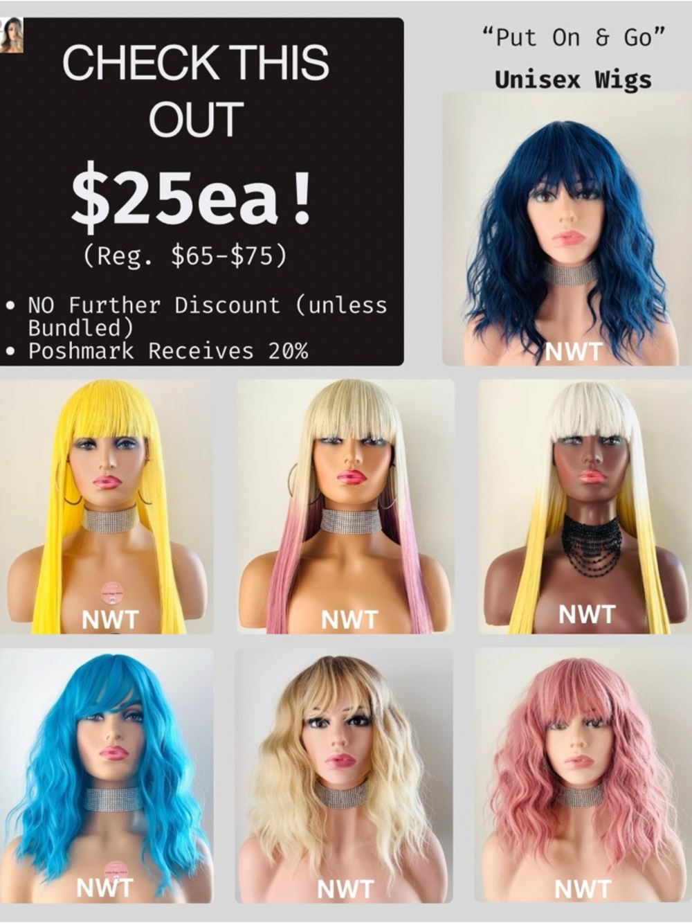$25ea NWT Unisex Synthetic Wigs for Events/Cosplay/Stage - Bundle & Save! 🤩